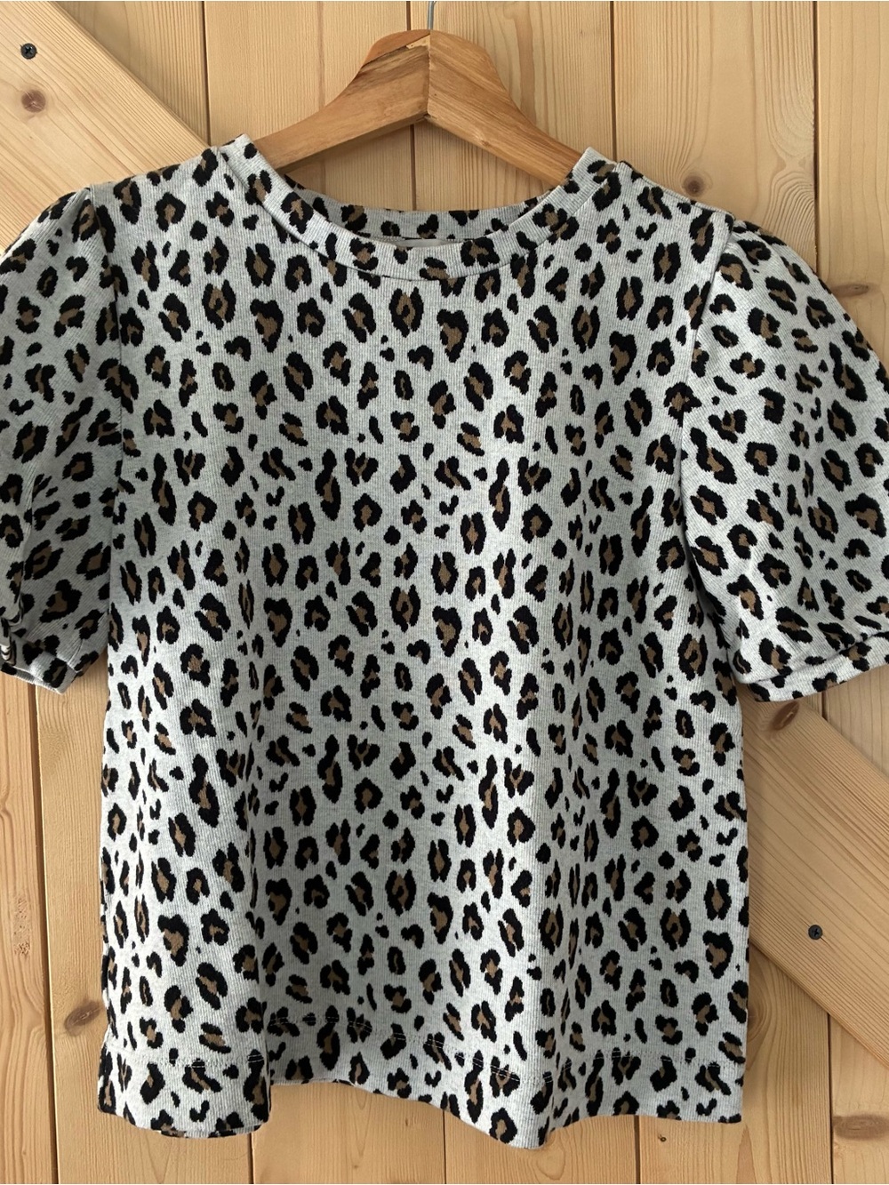 LOFT Leopard Print Puff Sleeve Top - White, Brown, Black
